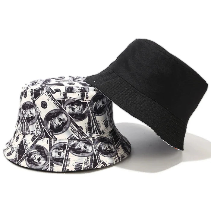 Double Sided Dollar Print Bucket Hat For Outdoor Sun Protection