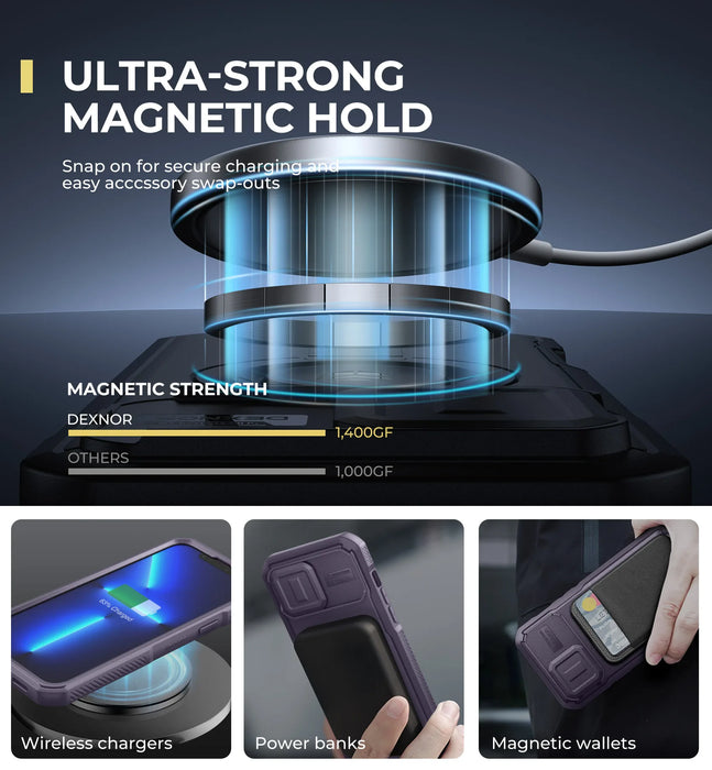 For Iphone 13 / 12 Pro Max Compatible Magsafe Case With Slide Camera Case Adjustable Kickstand Built-In Screen Protector