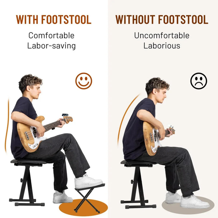 Adjustable Guitar Footrest Pedal Non Slip Rubber Pad 4 / 6 Position Height Foldable Accessories