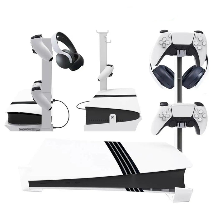 For Ps5 Slim / Pro Horizontal Stand Controller Charger Base Holder 5-Port Usb Ports Stand Holder For Ps5 Slim / Pro Accessories