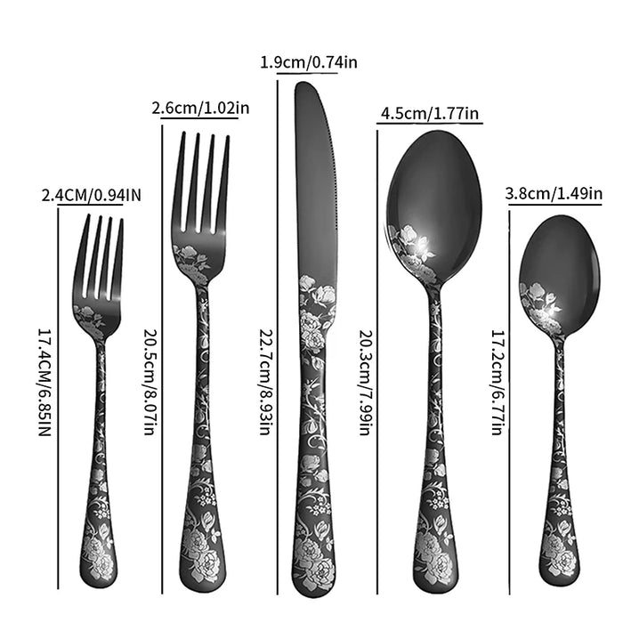 5 / 20 Piece Printed Stainless Steel Tableware For Hotels Western Steak Knife And Fork