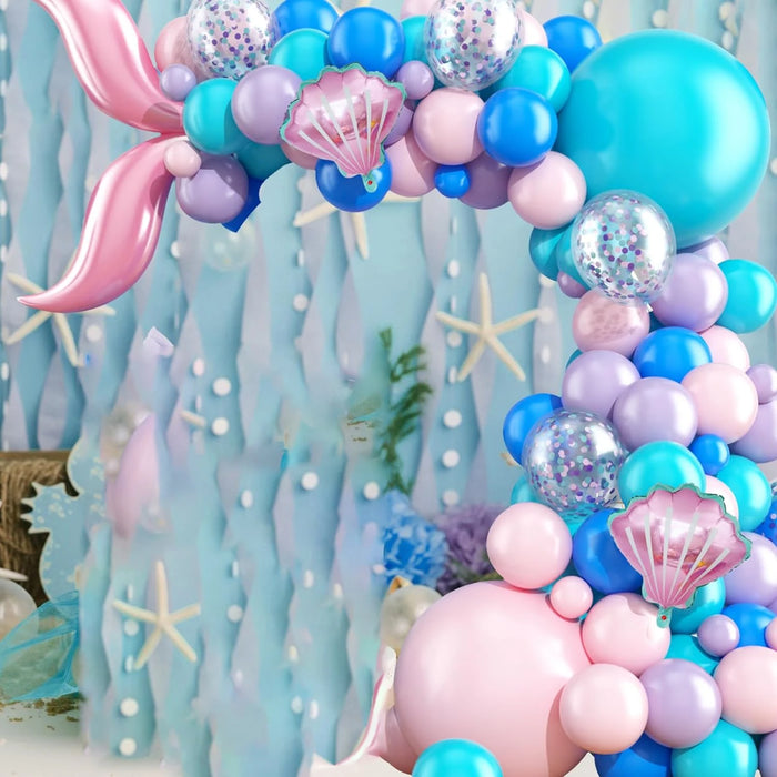 120Pcs Ocean Themed Balloon Set Blue Balloons And Marine Animals As Birthday Parties And Summer Outdoor Beach Decorations