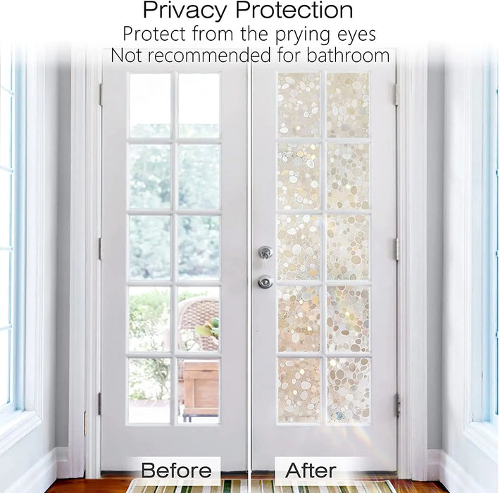 Decorative Window Film - Uv Blocking Static Cling Non-Adhesive - Pebble Design