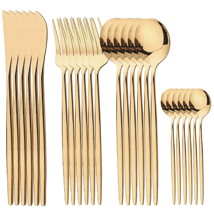 24 Piece Stainless Steel Cutlery Set For Dining And Cooking