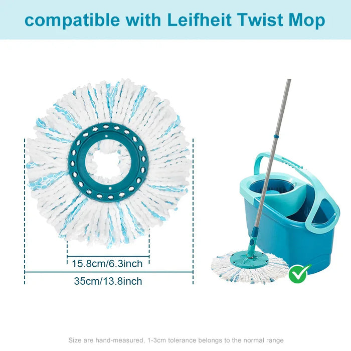 2 Pack Twist Disc Mop Replacement Head Microfibre Effective Microfibre Giving High Water And Dirt Absorption For Leifheit