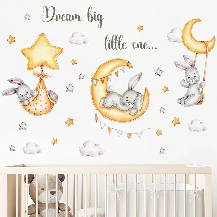 Adorable Watercolour Bunny Wall Stickers For Kids Room Decor