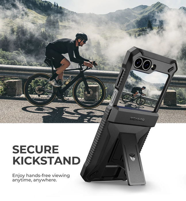 For Samsung Galaxy Z Flip 6 Hinge Protection Dual Layer Rugged Shockproof Full-Body Protective Case With Kickstand