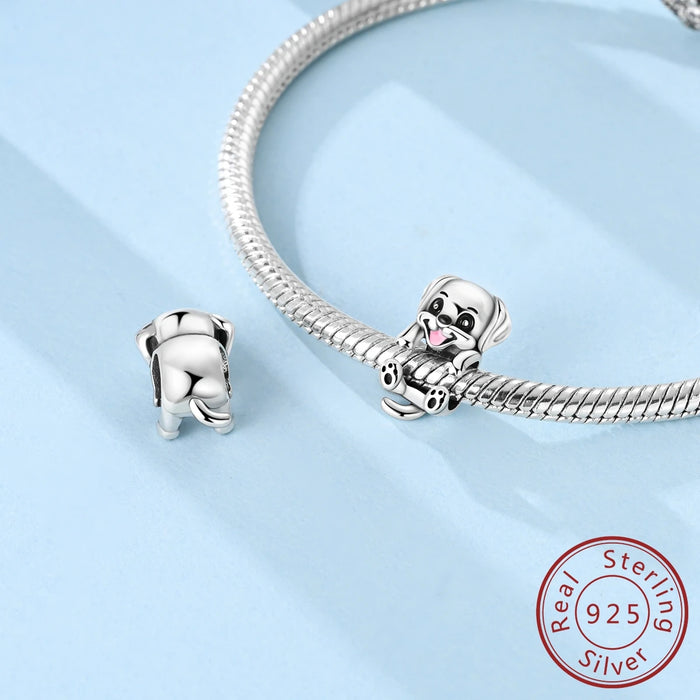 925 Sterling Silver Butterfly Dog Charm Fits Bracelets & Necklaces Diy Gift For Women