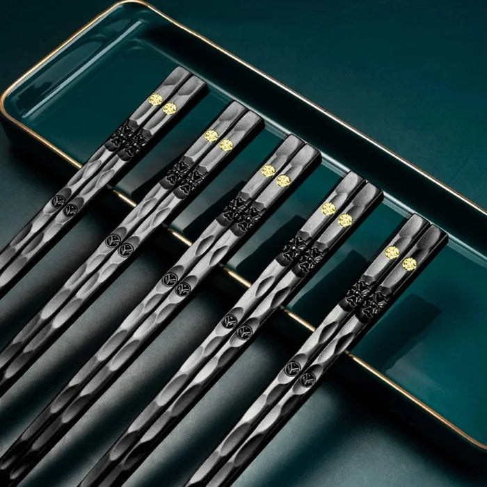 5 Pairs Reusable Korean Chopsticks Non Slip & Washable