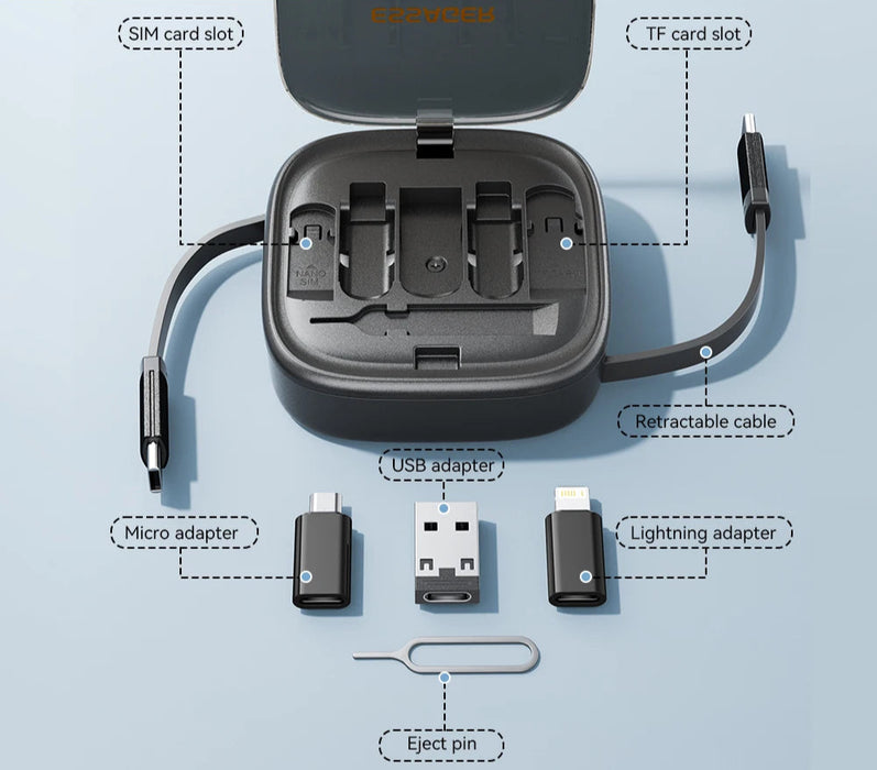 Usb C To Tpye C Cable Pd 60W To Micro Lightning Fast Charging Data Travel Multi Functional Cord With Holder Storage Box