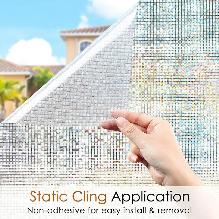 Decorative Stained Glass Window Film - Mosaic Design - Removable Vinyl - Rainbow Tint