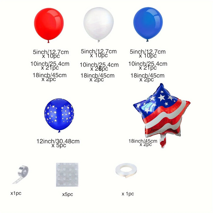 118 Pieces Blue Red White Patriotic Balloon Arch Kit Which Can Be Used For Independence Day Celebration Birthday Party Etc