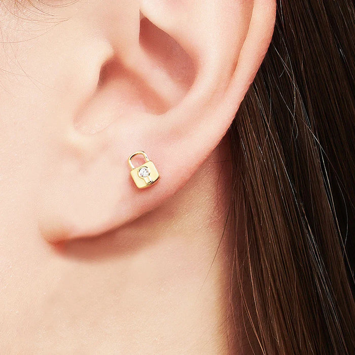 925 Sterling Silver Ear Stud Lock Handcrafted Gift For Women