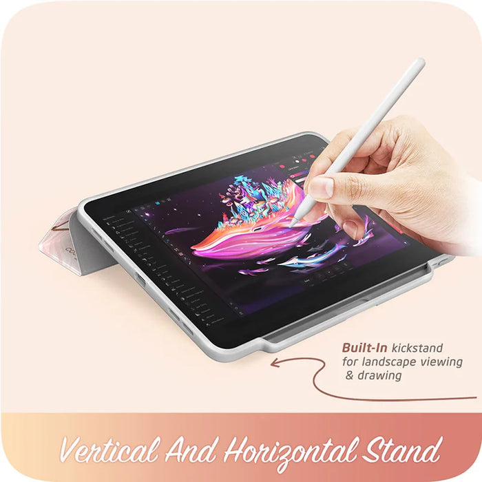 For Ipad Pro 11 2024 Release Cosmo Full-Body Trifold Stand Marble Flip Case With Auto Sleep
