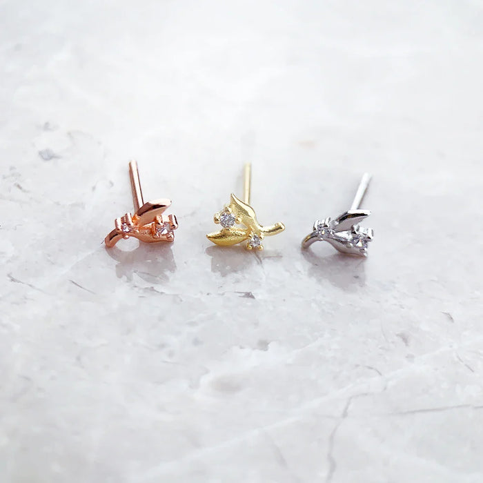 925 Sterling Silver Leaf Ear Studs For Women Trendy Gift