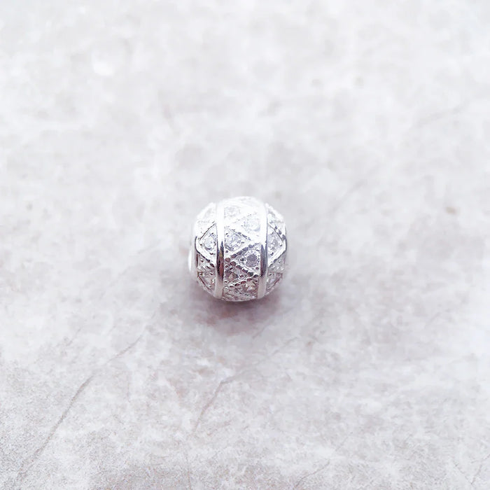 925 Sterling Silver Zig Zag Bead Ball Charm For Women Diy Fine Jewelry Gift