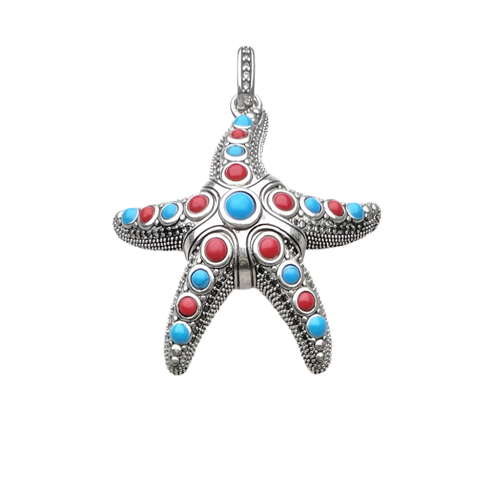 925 Sterling Silver Boho Starfish Pendant Ocean Gift For Women & Men
