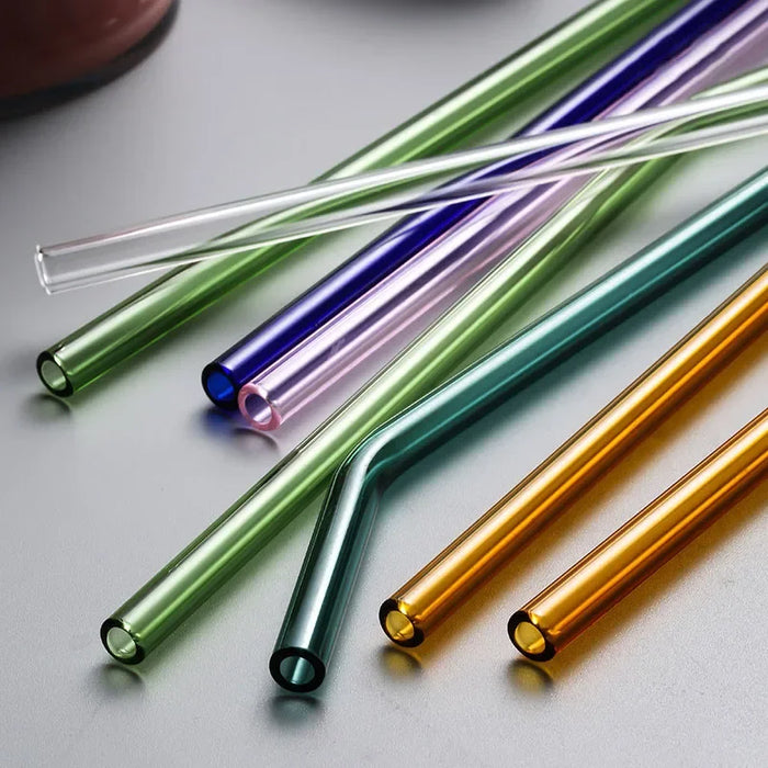 8 Piece Eco Friendly Glass Straws For Drinks Reusable High Borosilicate Party Favors