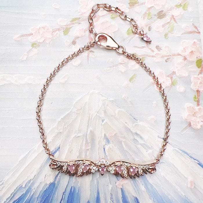 925 Sterling Silver Phoenix Wings Bracelet Rose Gold Plated Mythic For Women