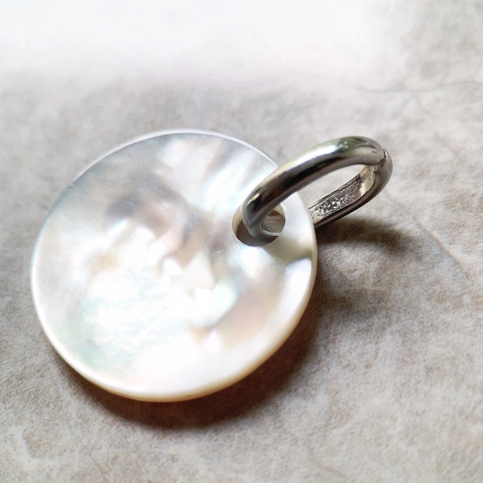 925 Sterling Silver Shell Disc Pendant Fashion Jewelry For Women