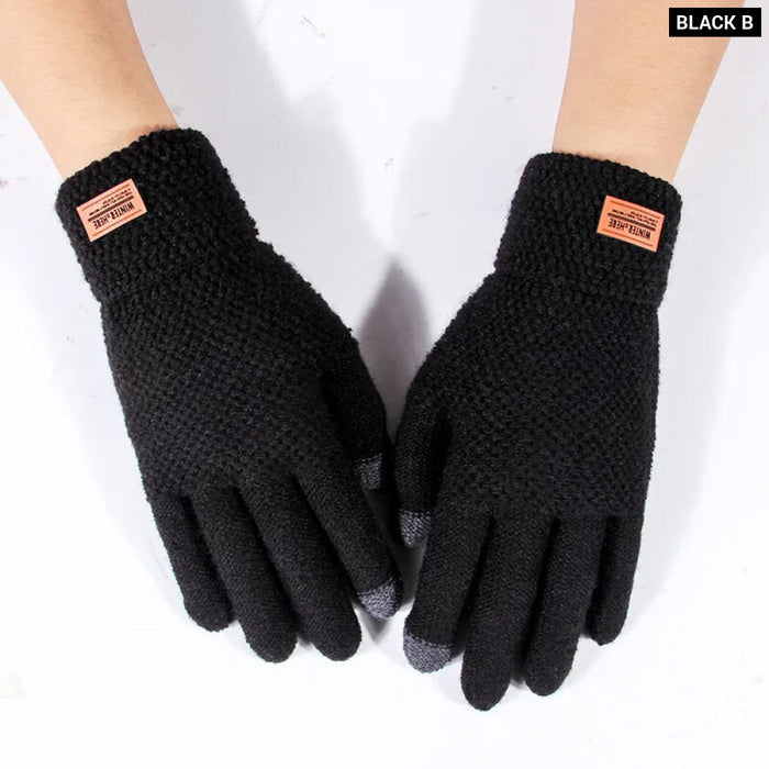 Thick Wool Touch Screen Gloves For Men