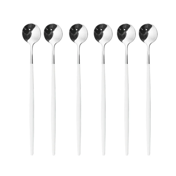 6 Piece Stainless Steel Dessert Spoon Set For Coffee Tea And More