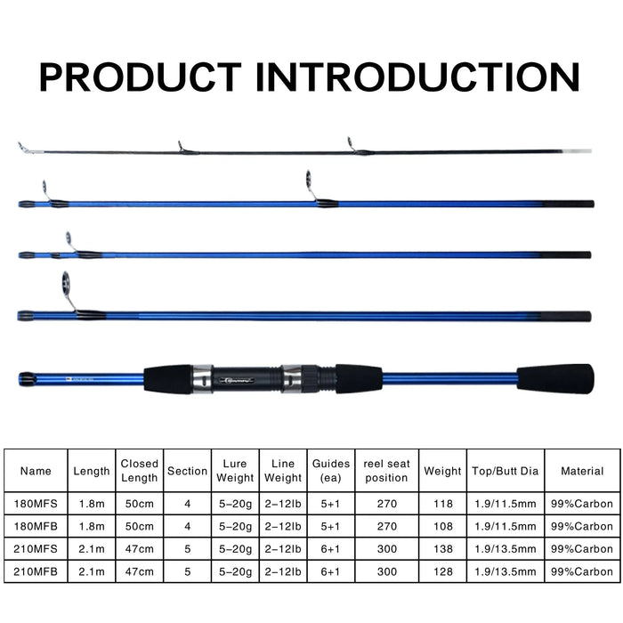 Ultralight Carbon Fishing Rod 4/5 Sections