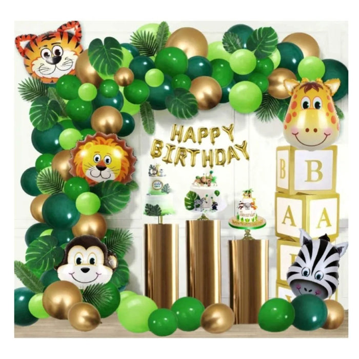 121Pcs Jungle Themed Birthday Party Balloon Wreath Set Forest Animal Balloons Birthday Baby Shower Decoration Party Decoration