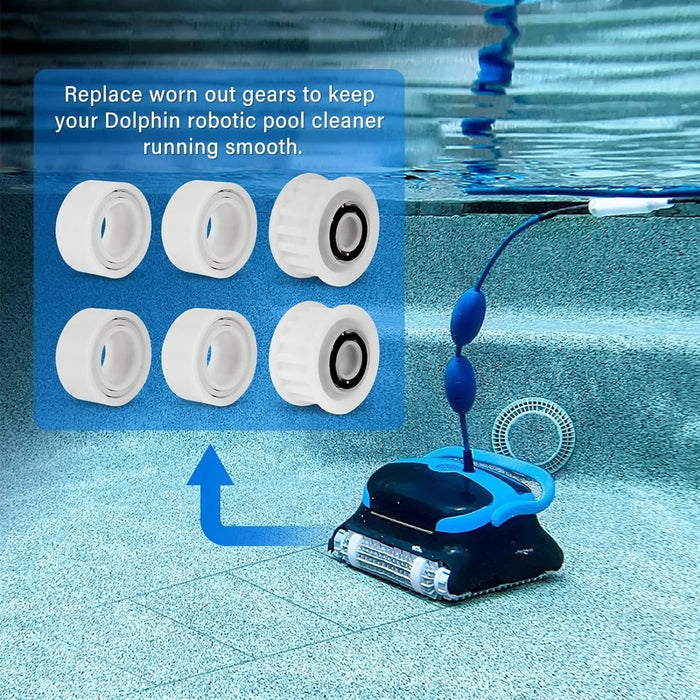 Automatic Robotic Pool Cleaner Replacement Parts Guide Wheels 4 Pack With 2 Pack Pulley Gears 3884997-R6 For Maytronics Dolphin
