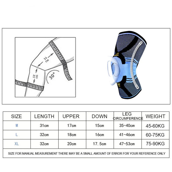 Pair of Silicon Padded Knee Pads For Basketball & Running Meniscus & Patella Support Brace