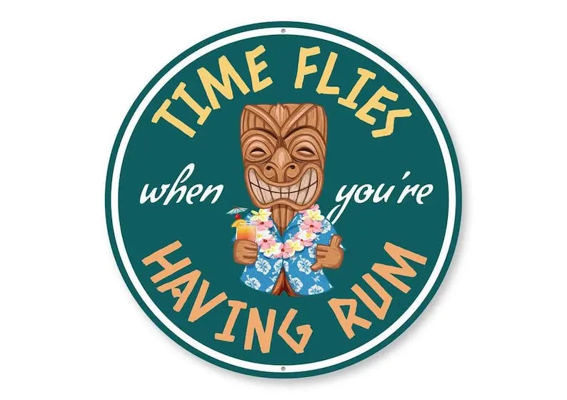 Rum-Fueled Tiki Bar Sign Metal Decor