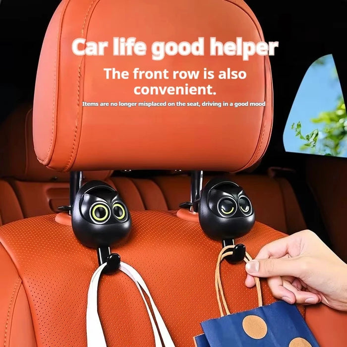 Cartoon Owl Car Seat Back Hook Large Load-Bearing Can Open / Close Eyes Universal Headrest Holder
