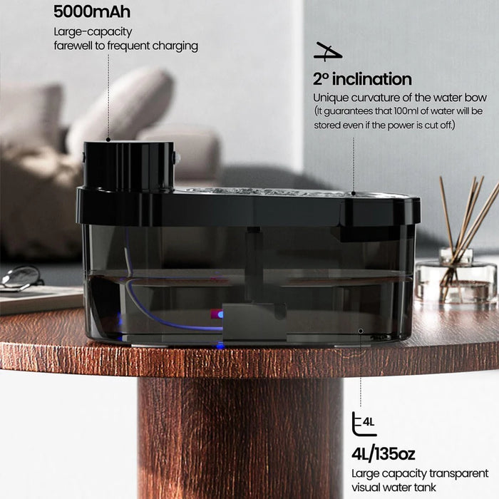 Stainless Steel Cat Water Fountain With Led And 3 Modes