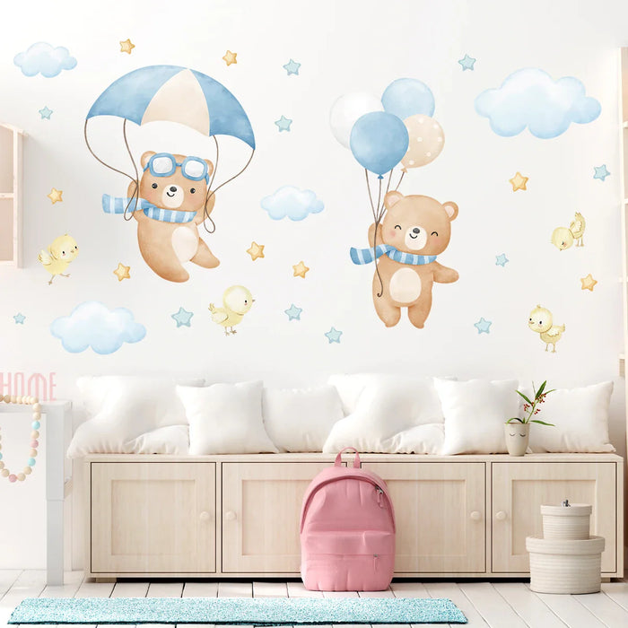 Adorable Cloud Bear Wall Sticker For Kids Room Decor