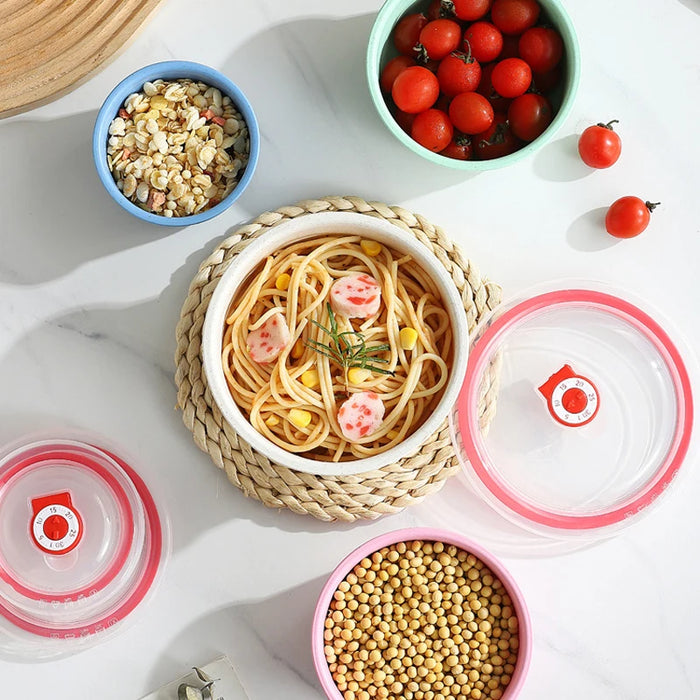 3 Piece Wheat Straw Fresh Keeping Bowl Set With Lid Microwaveable & Bpa Free