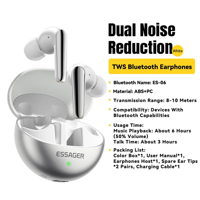 Wireless Bluetooth5.3 Headset Dual Noise Cancellation Touch Control Earbuds With Microphone Hifi Stereo Sound Headphones