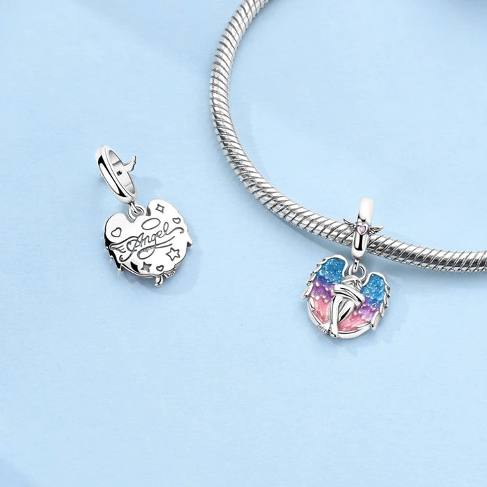 925 Sterling Silver Angel Wing Charm Fits Bracelets & Necklaces Diy Gift
