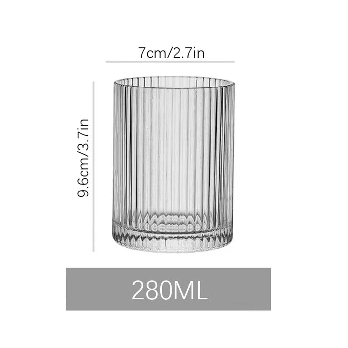 Striped Glass Cup For Coffee Juice Or Milk Perfect For Cafes Hotels And Parties