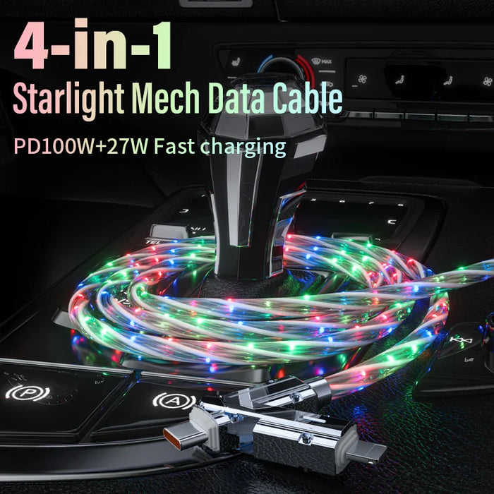 Multicolour Led Fast Charging Cable 4 In 1 Type C Usb