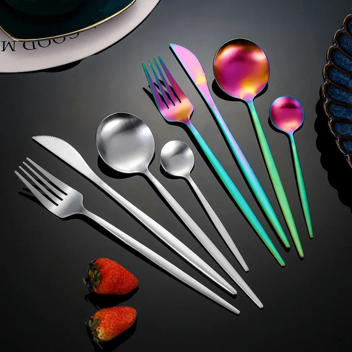 30 Piece Matte Stainless Steel Cutlery Set For Kitchen Parties