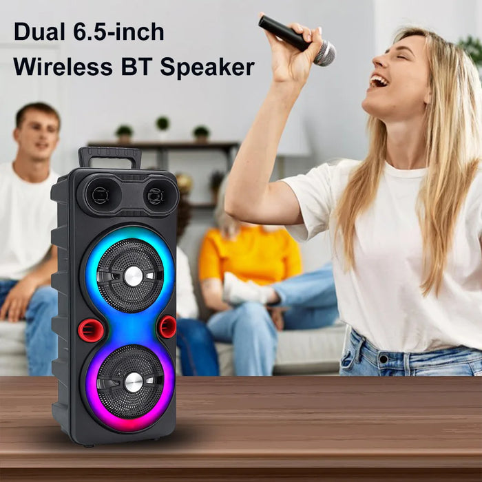 Portable Wireless Speaker High Power Home Karaoke Partybox 6.5 Inch Stereo Subwoofer Speaker With Mic Fm Radio Party Sound Box