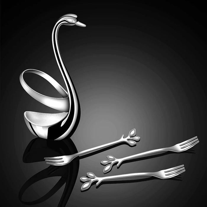 Stainless Steel Swan Fruit Fork Set For High End Dining