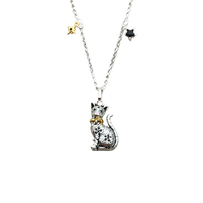 925 Sterling Silver Magic Cat Pendant Necklace Fashion Jewelry For Women