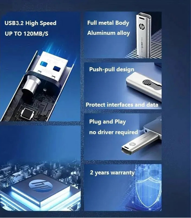 HP High Speed USB Flash Drive 32gb / 64gb Metal Design Car Music
