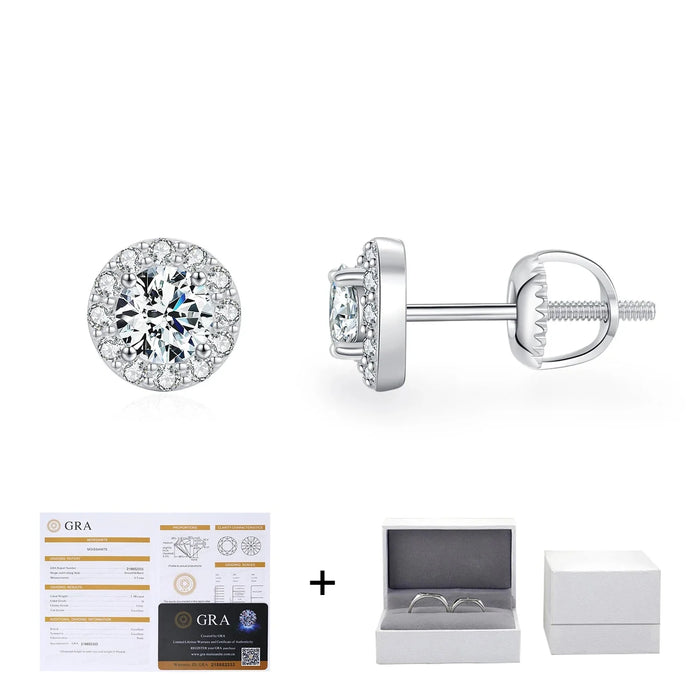 925 Sterling Silver 1.00Ct Moissanite Studs D Colour
