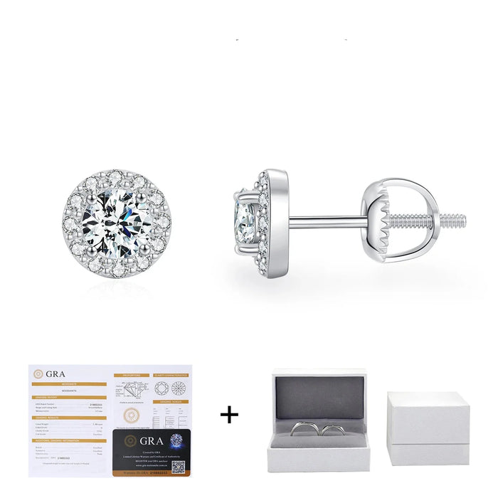 925 Sterling Silver 1.00Ct Moissanite Studs D Colour