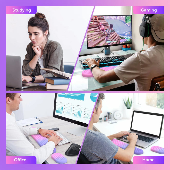 Ergonomic Wrist Rest For Computer Keyboard And Mouse With Soft Memory Foam