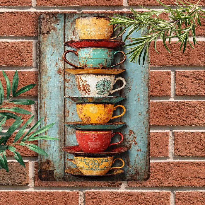 Retro Metal Coffee Cup Sign Multi-Purpose Wall Decor