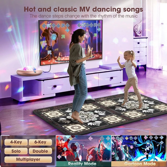 Wireless Dance Mat Game For Tv / Pc Double User With Motion Sensing & Non Slip Pads