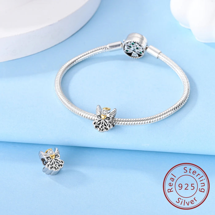 925 Sterling Silver Angel Charm Pendant Fits Bracelets Diy Party